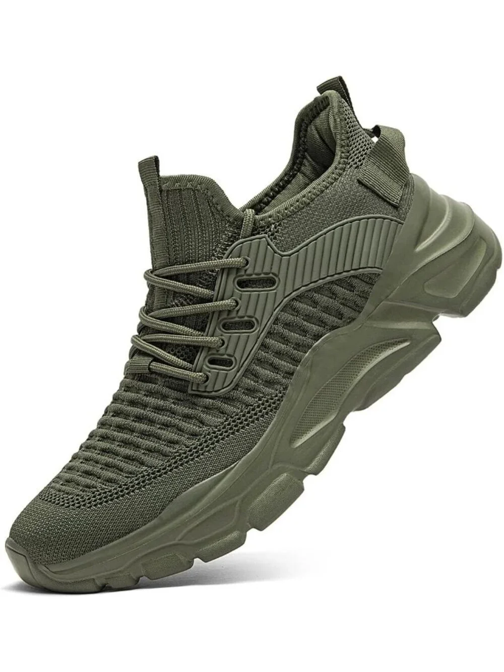 Men's Green Slip on Walking Shoes Tennis Running Sneakers Lightweight Trainers